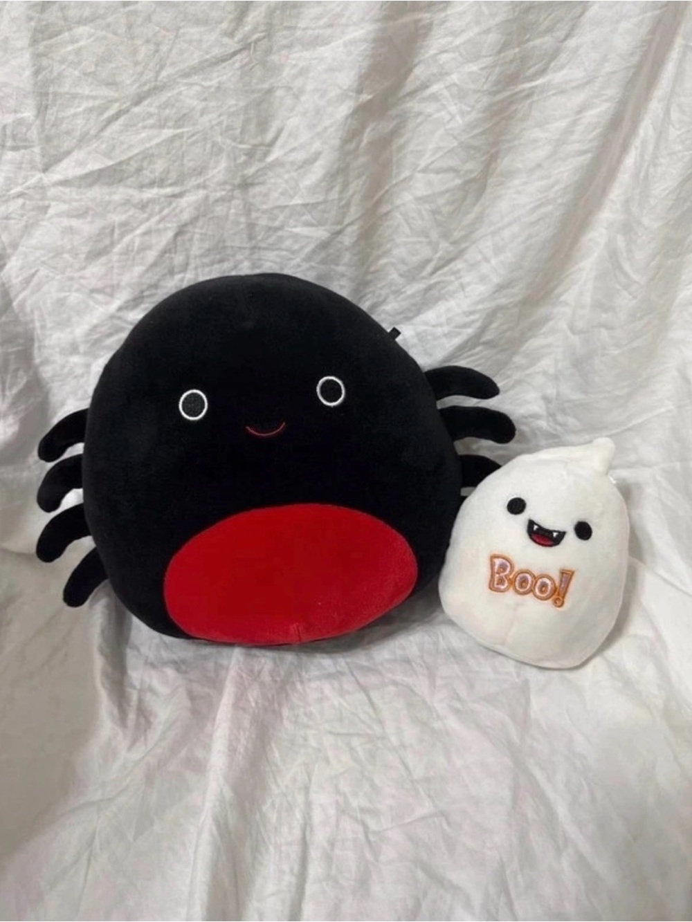 Squishmallows Black & Red Spider with White 'Boo' Ghost Plush Set
